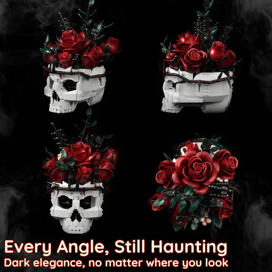 Dark Romance Skull Roses Brick Building Set