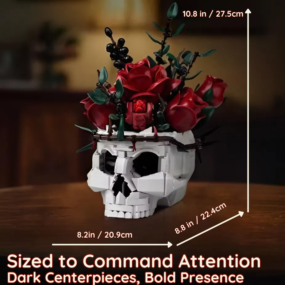 Dark Romance Skull Roses  Brick Building Set