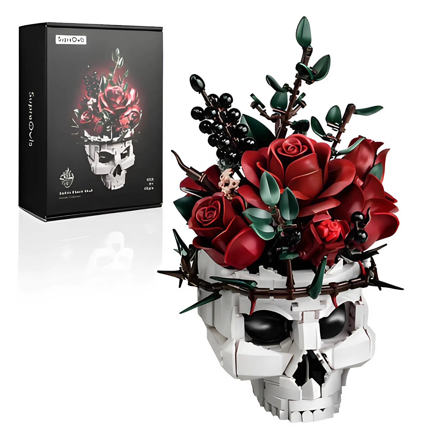 Dark Romance Skull Roses  Brick Building Set