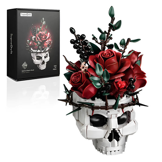 Dark Romance Skull Roses  Brick Building Set