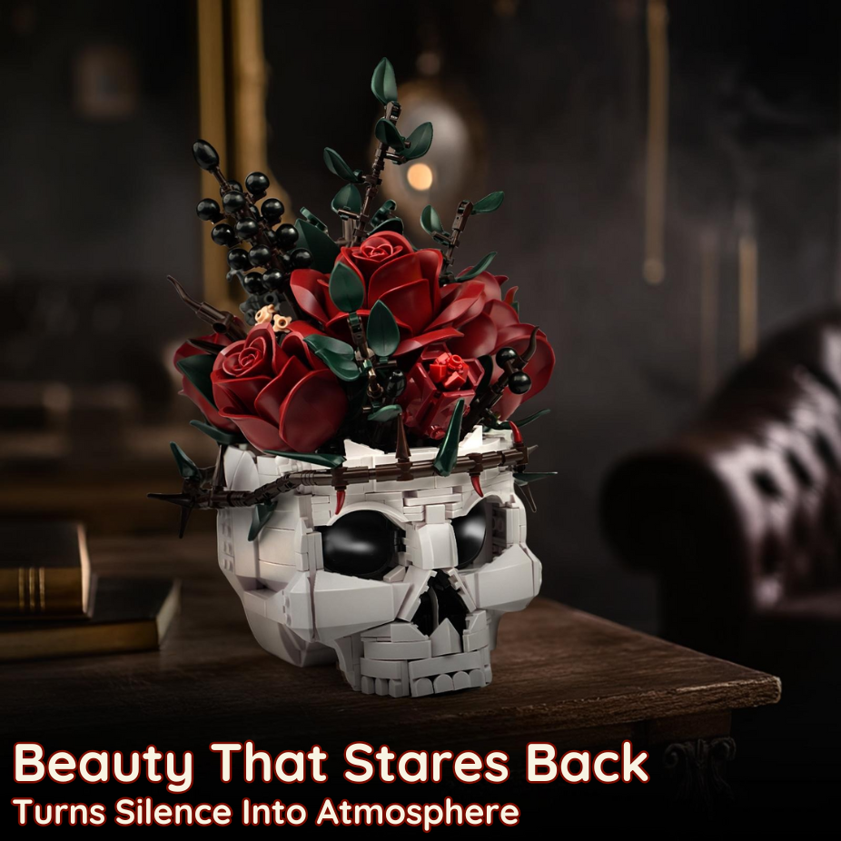 Dark Romance Skull Roses  Brick Building Set